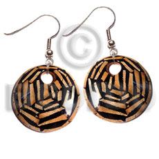 dangling earrings / 35mm  round laminated wood  dried leaves   10mm hole - Home